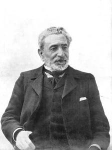 Retrato de Práxedes Mateo Sagasta, líder del Partido Liberal durante la Restauración española.